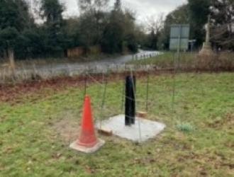 Village Sign cemented base