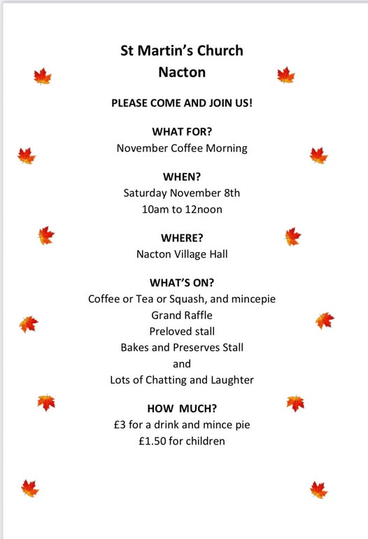 church coffee morning Nov 2025